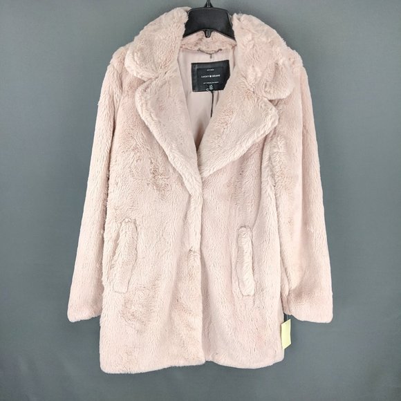 NWT Lucky Brand Blush Missy Long Faux Fur Coat SzM - Picture 2 of 8